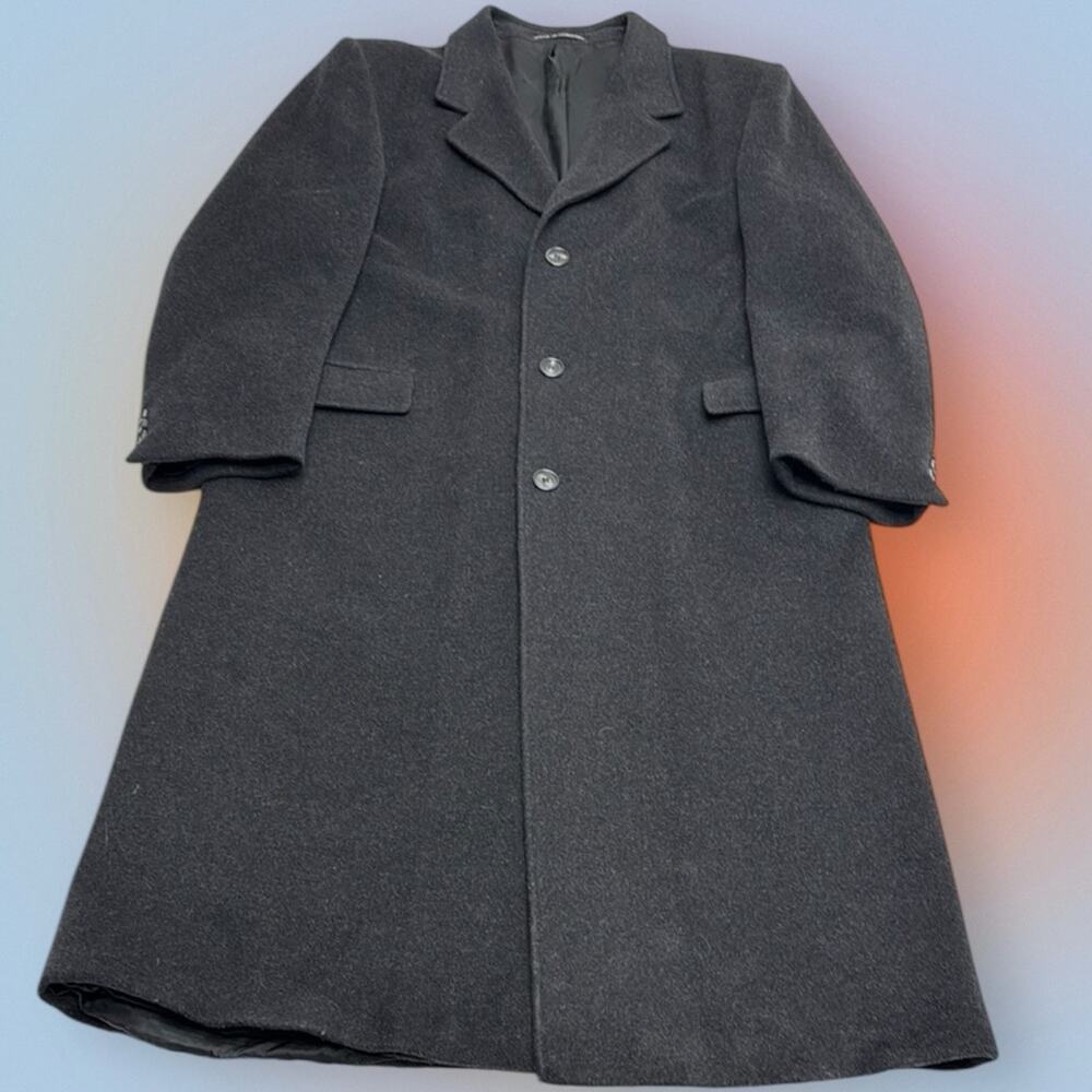 J.G. HOOK Men’s 42L Classic Black Wool Trenchcoat
